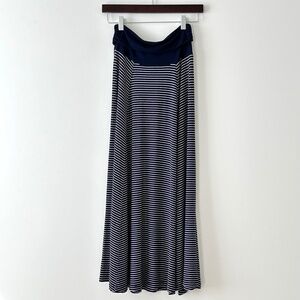 Gap Navy Blue & White Striped Jersey Maxi Skirt